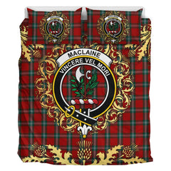 MacLaine of Lochbuie Coburn Tartan Crest Bedding Set - Golden Thistle Style