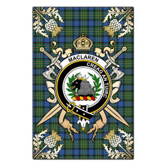 MacLaren Ancient Tartan Crest Black Garden Flag - Gold Thistle Style