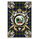 MacLaren Modern Tartan Crest Black Garden Flag - Gold Thistle Style