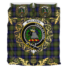 MacLaren Modern Tartan Crest Bedding Set - Golden Thistle Style