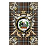 MacLaren Weathered Tartan Crest Black Garden Flag - Gold Thistle Style