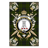 MacLean Hunting Tartan Crest Black Garden Flag - Gold Thistle Style