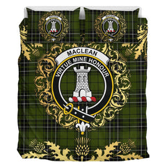 MacLean Hunting Tartan Crest Bedding Set - Golden Thistle Style