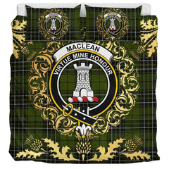 MacLean Hunting Tartan Crest Bedding Set - Golden Thistle Style