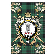 MacLean Hunting Ancient Tartan Crest Black Garden Flag - Gold Thistle Style