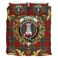 MacLean of Duart Tartan Crest Bedding Set - Golden Thistle Style