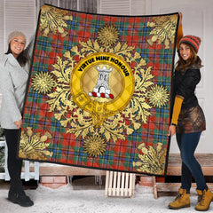 MacLean of Duart Ancient Tartan Crest Premium Quilt - Gold Thistle Style