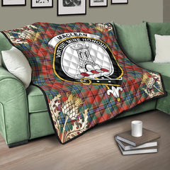 MacLean of Duart Ancient Tartan Crest Premium Quilt - Gold Thistle Style