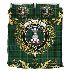 MacLean of Duart Hunting Tartan Crest Bedding Set - Golden Thistle Style