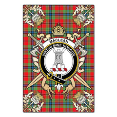 MacLean of Duart Modern Tartan Crest Black Garden Flag - Gold Thistle Style