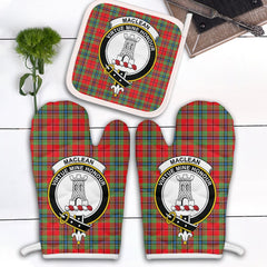 MacLean Of Duart Modern Tartan Crest Oven Mitt And Pot Holder (2 Oven Mitts + 1 Pot Holder)