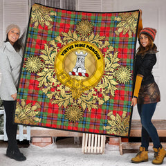 MacLean of Duart Modern Tartan Crest Premium Quilt - Gold Thistle Style