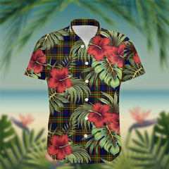 MacLellan Tartan Hawaiian Shirt Hibiscus, Coconut, Parrot, Pineapple - Tropical Garden Shirt