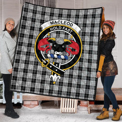 MacLeod Black and White Tartan Crest Quilt