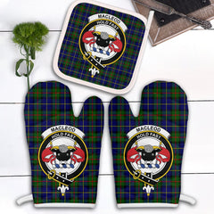MacLeod Of Harris Modern Tartan Crest Oven Mitt And Pot Holder (2 Oven Mitts + 1 Pot Holder)