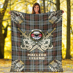 MacLeod of Harris Weathered Tartan Gold Courage Symbol Blanket