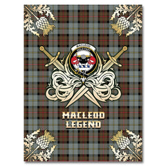 MacLeod of Harris Weathered Tartan Gold Courage Symbol Blanket