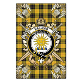 MacLeod of Lewis Ancient Tartan Crest Black Garden Flag - Gold Thistle Style