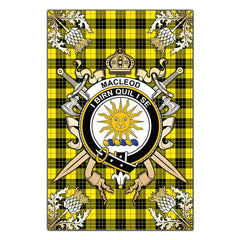 MacLeod of Lewis Modern Tartan Crest Black Garden Flag - Gold Thistle Style
