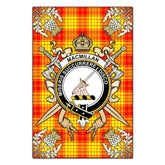 MacMillan Tartan Crest Black Garden Flag - Gold Thistle Style