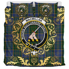 MacMillan Hunting Tartan Crest Bedding Set - Golden Thistle Style