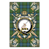 MacMillan Hunting Ancient Tartan Crest Black Garden Flag - Gold Thistle Style