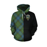 MacMillan Hunting Ancient Tartan Hoodie Half of Me - Cross Style