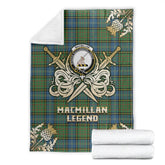 MacMillan Hunting Ancient Tartan Gold Courage Symbol Blanket
