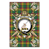 MacMillan Old Ancient Tartan Crest Black Garden Flag - Gold Thistle Style