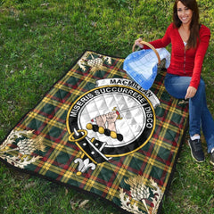 MacMillan Old Modern Tartan Crest Premium Quilt - Gold Thistle Style