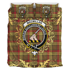 MacMillan Old Weathered Tartan Crest Bedding Set - Golden Thistle Style