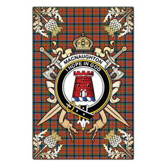 MacNaughton Ancient Tartan Crest Black Garden Flag - Gold Thistle Style