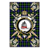 MacNeil of Barra Modern Tartan Crest Black Garden Flag - Gold Thistle Style