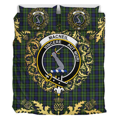 MacNeil of Colonsay Tartan Crest Bedding Set - Golden Thistle Style