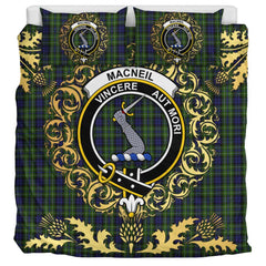 MacNeil of Colonsay Tartan Crest Bedding Set - Golden Thistle Style