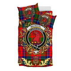 MacNicol of Scorrybreac Tartan Crest Bedding Set - Golden Thistle Style