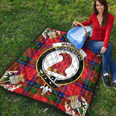 MacNicol of Scorrybreac Tartan Crest Premium Quilt - Gold Thistle Style