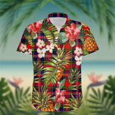 MacPherson Tartan Hawaiian Shirt Hibiscus, Coconut, Parrot, Pineapple - Tropical Garden Shirt