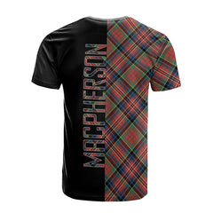 MacPherson Ancient Tartan T-Shirt Half of Me - Cross Style