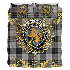 MacPherson Dress 01 Tartan Crest Bedding Set - Golden Thistle Style