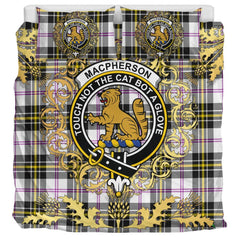 MacPherson Dress Modern Tartan Crest Bedding Set - Golden Thistle Style