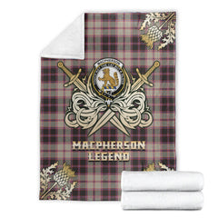 MacPherson Hunting Ancient Tartan Gold Courage Symbol Blanket