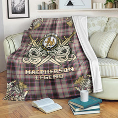 MacPherson Hunting Ancient Tartan Gold Courage Symbol Blanket
