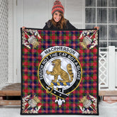 MacPherson Modern Tartan Crest Premium Quilt - Gold Thistle Style