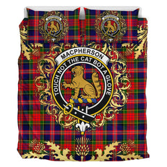MacPherson Modern Tartan Crest Bedding Set - Golden Thistle Style