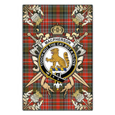 MacPherson Weathered Tartan Crest Black Garden Flag - Gold Thistle Style