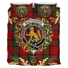 MacPherson of Cluny Tartan Crest Bedding Set - Golden Thistle Style