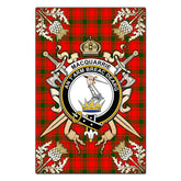 MacQuarrie Modern Tartan Crest Black Garden Flag - Gold Thistle Style