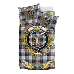 MacRae Dress Modern Tartan Crest Bedding Set - Golden Thistle Style