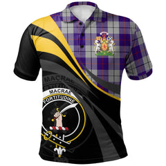 MacRae Dress Purple Tartan Polo Shirt - Royal Coat Of Arms Style